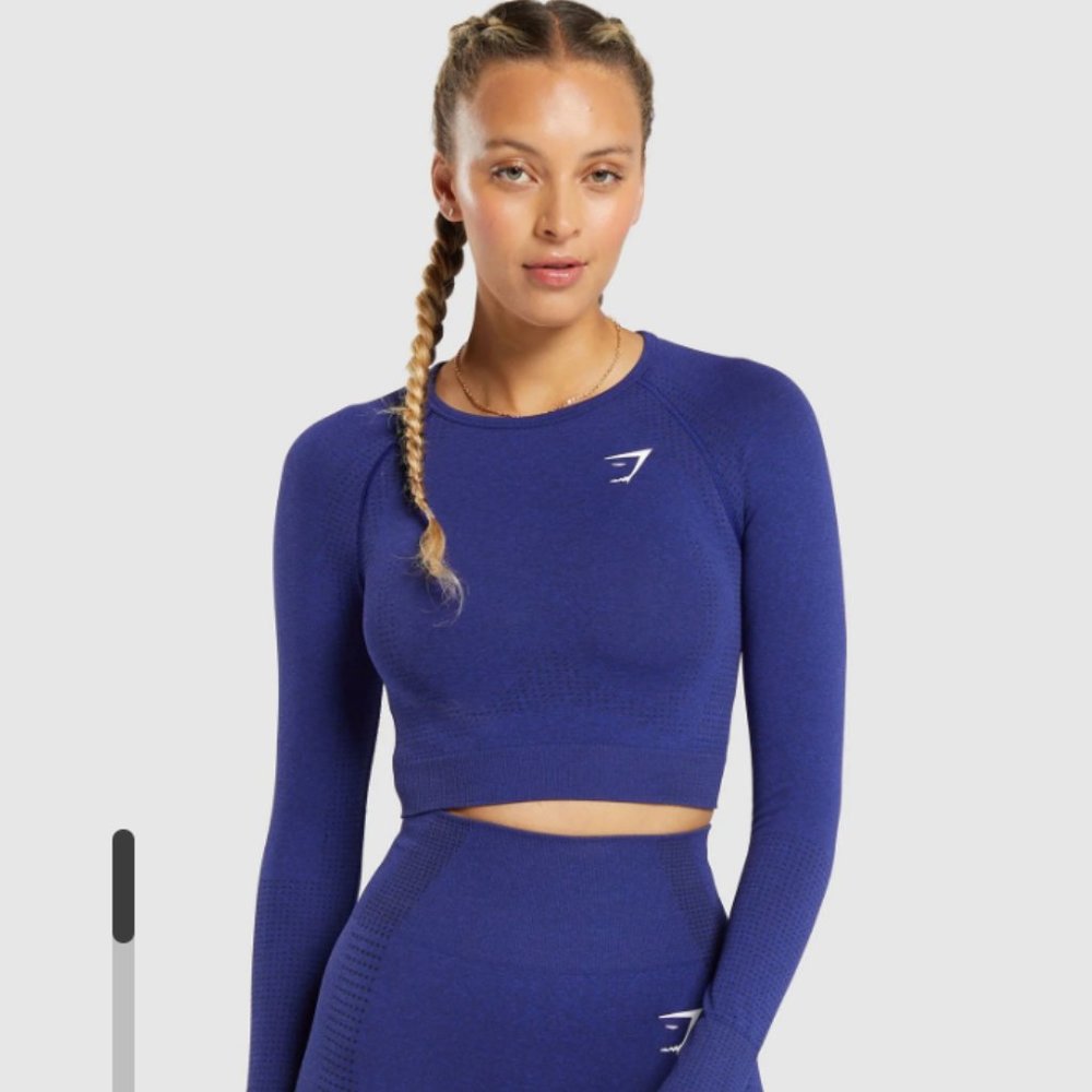 Gymshark Women's Royal Blue Long Sleeve Crop Top